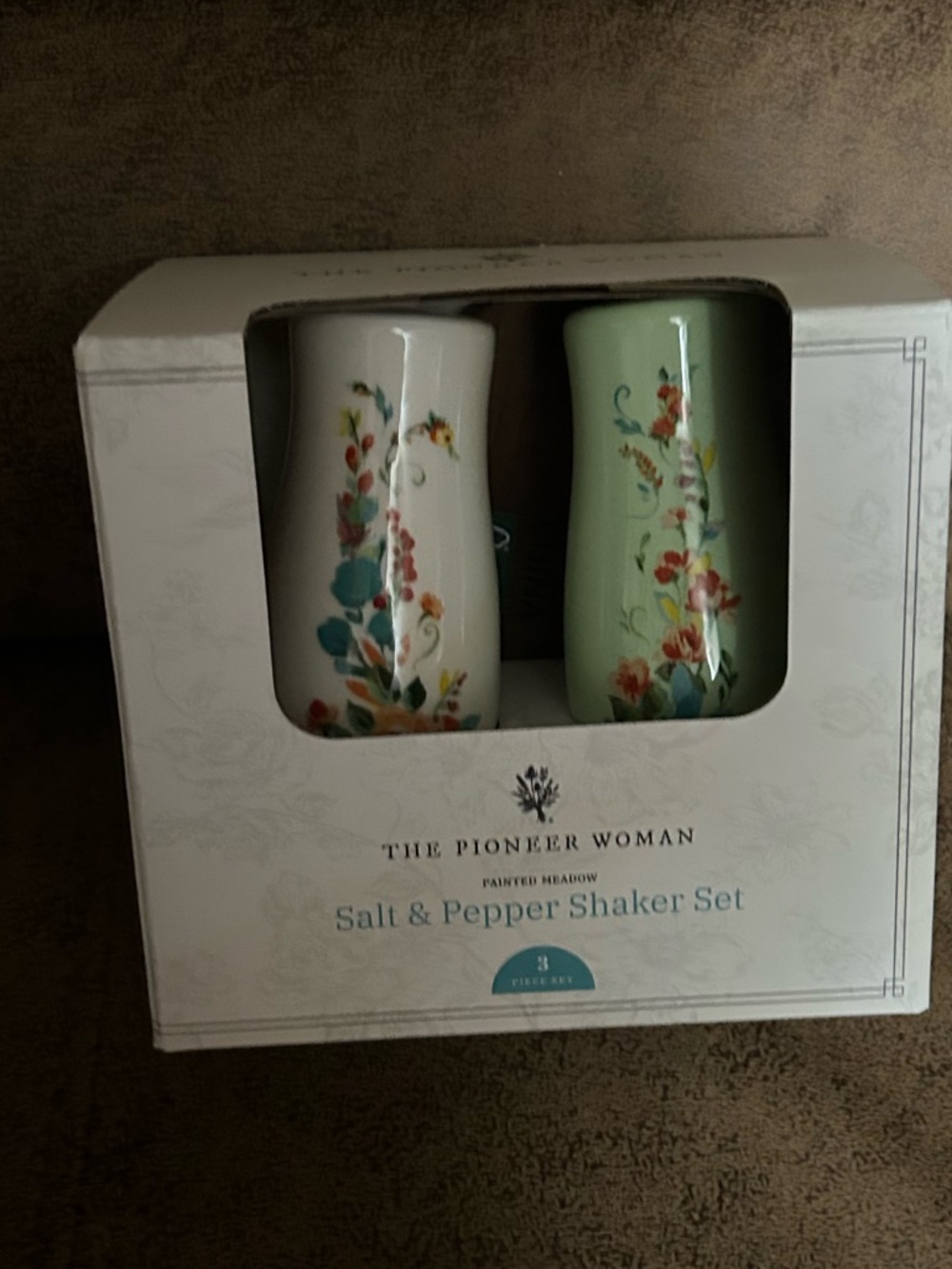 The Pioneer Woman Floral Ceramic Salt & Pepper Shakers - White & Mint Green